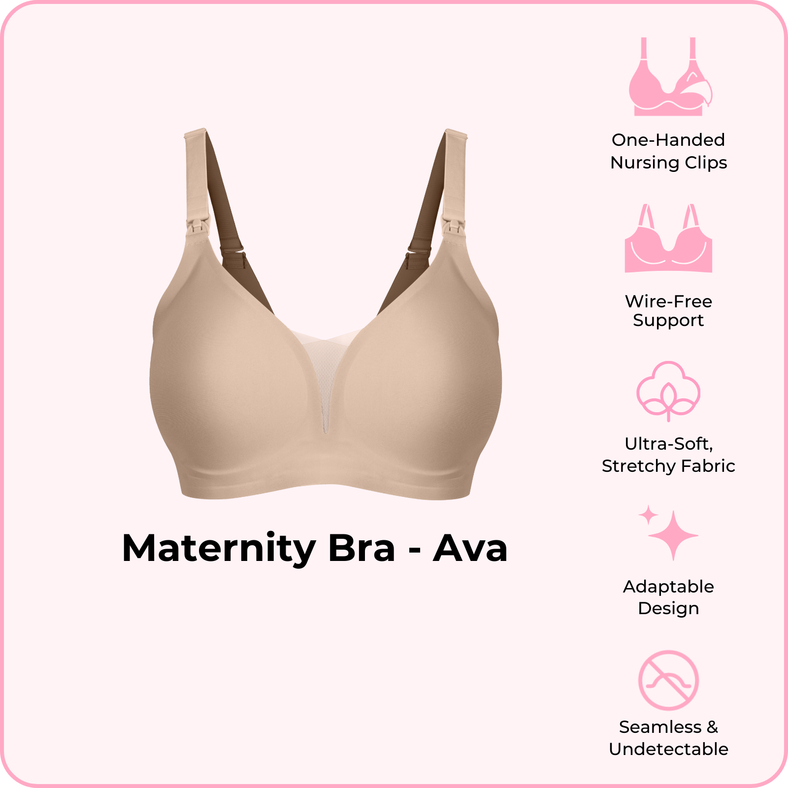 BOOMBA Maternity Bra - Ava | One-Handed Clips & Wire-Free Support | BOOMBA