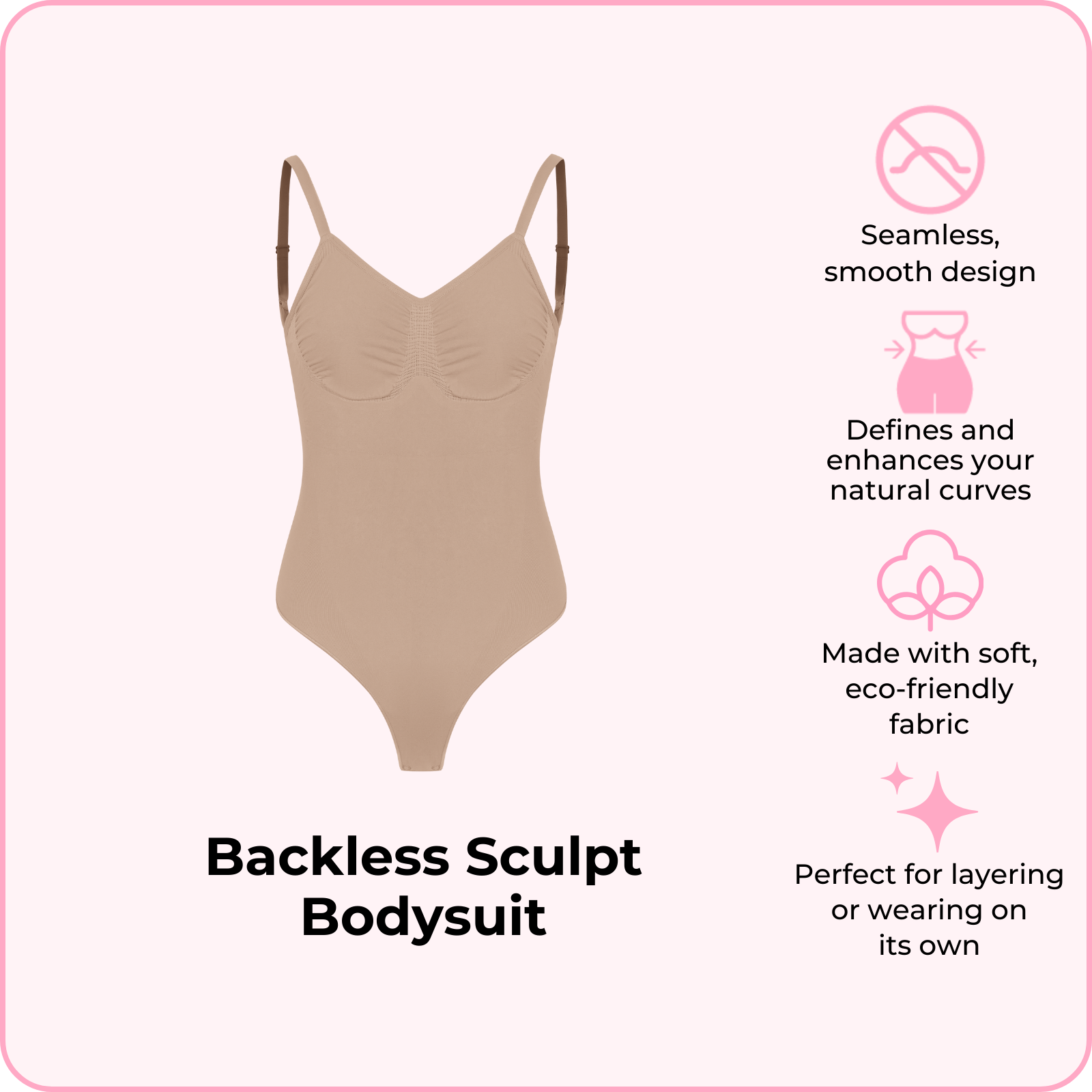 Backless Sculpt Bodysuit | Targeted Sculpting & All-Day Comfort XXS/XS / Sand