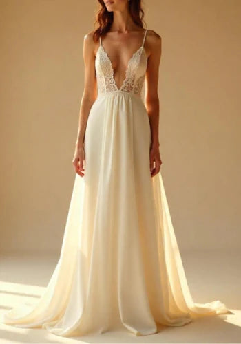 V Neck Wedding Dress You Can Wear A Bra With Goldie Halter Neck Wedding  Dress XXL