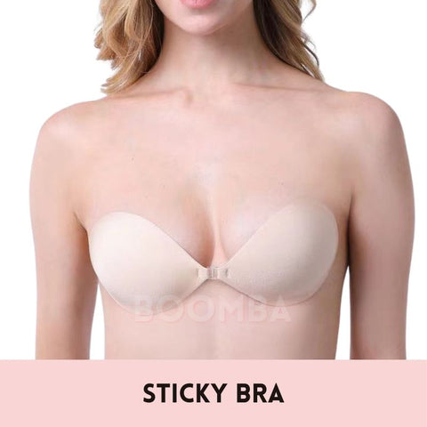 Strapless Sticky Push-up Plunge Bra - Plus Size Backless Adhesive